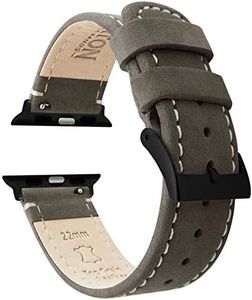BARTON WATCH BANDS - Espresso Brown Leather & White Stitching (Black Hardware) Top Grain Leather Watch Bands Compatible with Apple Watch Models - 1, 2, 3, 4, 5, 6, 7, 8, 9, 10, SE, Ultra & Ultra 2 - (42mm/44mm/45mm/49mm)