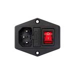 Electronic Spices C14 10A 250V panel mount 3 pin male inlet module power supply socket with fuse slot and ON/OFF switch pack of 1pcs