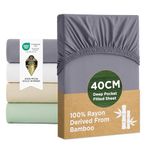 Bedsure Super King Fitted Sheet - 100% Rayon Derived from Bamboo, Cooling Bed Sheets, Soft Breathable Hypoallergenic, Extra Deep Pocket 40cm, Grey