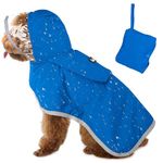 AUTOWT Dog Raincoats for Large Medium Small Dogs, Waterproof Dog Rain Jacket Clear Hooded Double Layer, Dog Poncho Hoodies with Reflective Strip Adjustable Straps and Built-in Storage Pocket,Blue,XS