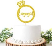 Gold Glitter Engaged Cake Topper, Marriage Cake Decoration, Engagement Ring Topper, Engagement Party Decorations, Bride to Be Cake Topper, Bridal Shower/Wedding Party Supplies