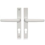 XFORT Uros White (PZ 70mm, Screw Hole Distance 180mm, Overall 205mm) Zamak Ferco Door Handle Replacement, UPVC Front Door Handle Compatible with GU Ferco Locking System