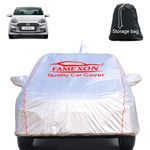 FAMEXON Waterproof Car Body Cover with Mirror Pocket Compatible for Hyundai Xcent Triple Layer Inner Fabric & Pipein Design Protects from Animals, Heat, Rainfall (Metallic Silver)