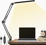 BROLAVIYA Aluminium Overhead Led Desk Lamp, Swing Arm, 3 Lighting 10 Brightness Eye-Caring Modes, For Reading Desk Lamps,Home,Office,Desktop, Black