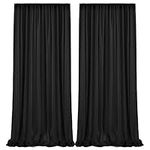 10ft x 10ft Black Backdrop Curtains, Wrinkle-Free Sheer Chiffon Fabric Backdrop Drapes for Wedding Arch Party Ceremony Stage Decoration