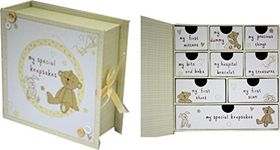 Button Corner Paperwrap Book Baby Keepsake Box With Drawers CG689