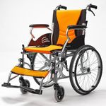 Equipmed Folding Aluminium Wheelchair, 20" Wheels, Park Brakes, 100kg Capacity, Orange