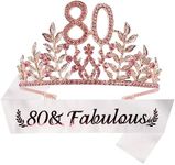 80th Birthday Party Decorations Supplies, 80th Birthday Gifts, 80th Birthday Tiara and Sash, 80th Happy Birthday, 80 & Fabulous Pink Satin Sash, Happy 80th Birthday Party Supply, It's my 80th Birthday