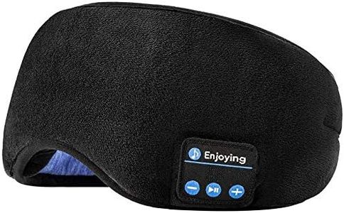 Voerou Sleep Headphones Wireless Bluetooth Sleep Eye Mask Music and Ultra Thin Speakers Perfect for Sleeping, Air Travel,Meditation and Relaxation - Black