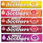 Halls Soothers 5X 45g Mixed Flavour Drops Mints Cherry, Strawberry, Peach & Raspberry, Blackcurrant, Honey & Lemon Bundle