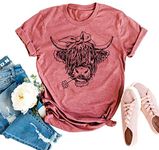 Cow Shirts for Women Cute Cattle Cowgirl T-Shirt Funny Animal Graphic Farm Life Tee Casual Short Sleeve Holiday Tops, As Shown, Small