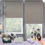 Graywind Smart Roller Blinds Blackout, WiFi Hardwired Electric Window Blinds With Remote Control, Thermal Insulated Motorised Roller Blinds Compatible With Alexa Google, Grey Brown