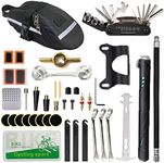 Beenlen Bike Repair Kit, Home Bike Portable Patches Fixes Tool with Bicycle Repair Bag & Bicycle Tire Pump for Mountain Bike and Road Bike Camping Travel Essentials Tool Bag