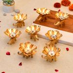 CraftVatika Elegant Metal Tea Light Candle Holder Set of 10 for Home Decor - Wedding & Diwali Decoration - Handcrafted Tabletop Decorative Holder - Indoor & Outdoor