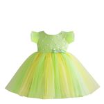 Stanwells Kids Baby Girls Knee Length Birthday Frocks Net Flared Ruffle Pattern Sleeveless Colourful Flower Frock Dress Embroidery Fancy Dress for Girls Birthday Gift for Daughter (Green 12-24 Months)