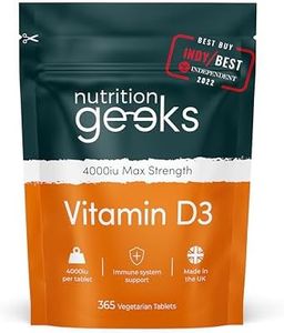 Vegetarian Vitamin D3 4000 iu - 1 Year Supply, 365 Easy-Swallow High Strength Vitamin D Supplement Tablets - UK Made VIT D & D3 Vitamins Awarded by The Independent