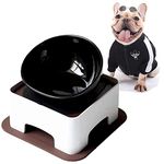 JWPC Bulldog Bowl Anti-Slip Slanted Tilted Elevated Raised Ceramics Dog Detachable Dog Bowl Pet Sterile Tilted Pet Feeder for Flat Faced Dogs/Frenchie/Pug/Cat/Puppy/Shih Tzu (Black-1.5 Cup