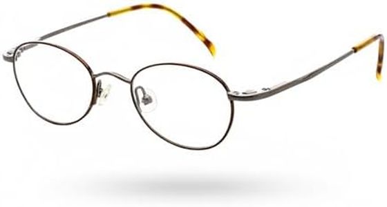Hit Notion Oval Prescription Eyeglass Frames for Men Women - Metal Full Rim - Gunmetal Amber - 47-20-140 - Lightweight Comfortable Fit