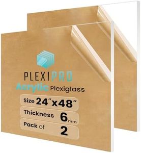 PlexiPro 24"x48" (2ft x 4ft), 1/4" (6mm), (Pack of 2) Plexiglass Sheets, Shatter-Resistant Clear Acrylic Sheets for Table Tops, Bank Counters, Protective Barriers, Table Tops, Large Windows