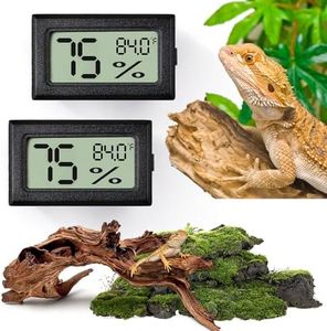 Vodolo Reptile Thermometer and Humidity Gauge,2PCS Digital Adhesive Reptile Terrarium Hydrometer,Bearded Dragon Tank Accessories,Pet Humidity Meter Supplies for Leopard Crested Gecko,Snake,Lizard