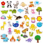 36PCS Wooden Animal Magnets, Fridge Magnets for Kids Toddlers, Cartoon Animals Refrigerator Magnets Whiteboard Magnets Small Magnets Toy Learning Toys for Kids Early Development Preschool Learning