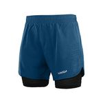 Lixada Men's 2-in-1 Running Shorts Quick Drying Breathable Active Training Exercise Jogging Cycling Shorts with Longer Liner