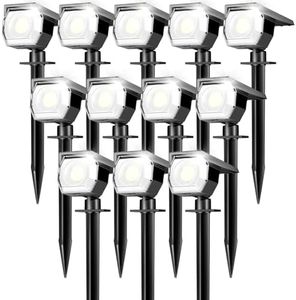 Peasur 12 Pack Solar Lights Outdoor, Solar Spotlights Outdoor Waterproof 3 Modes, 2-in-1 Auto On/Off Solar Spot Landscape Lighting Outside for Tree Plants Yard Garden Pathway