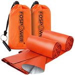 FosPower Emergency Sleeping Bag, Tough and Durable Mylar Thermal Sack with Survival Whistle for Survival Kits, Camping Accessories, Outdoors, Hiking (2 Pack)