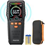 Proster Pinless Moisture Meter for Non-Destructive Moisture Detection in Wallboard, Masonry, Hardwood, Softwood; Moisture Tester Detects up to 3/4-Inch Below Surface, Visual/Audible Alarms