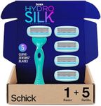 Schick Hydro Silk Sensitive Women's Razor | 5-Blade Razors for Women Sensitive Skin | Womens Razors Sensitive Skin | 1 Handle & 5 Razor Blade Refills