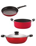 Nirlon Non Stick cookware Pot & pan Set of 3 Pieces with bakelight Handle (DKD(M)_TP22_CS24)