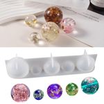 DIYBravo Resin Mold 5-Cavity Sphere Resin Mold 3D Clear Ball Silicone Mold Crystal Bead Casting Molds 5 Sizes Epoxy Resin Silicone Mold Flowers Preservation Jewellery Pendant Making (1pcs)