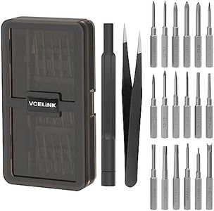 VCELINK Small Screwdriver Set with Long Bits, S2 Phillips, Flathead, Security Torx Bits, 20 in 1 Mini Screwdriver Kit with Tweezers Compatible with iPhone, MacBook, Watch, PS4, Laptop, Eyeglasses