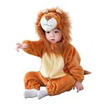 Doladola Unisex Baby Spring Autumn Animal Romper Baby Boys Girls Flannel One Piece Pyjamas(2,5-3,5 Years,Lion)