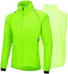 33,000ft Men's Cycling Jacket Long Sleeve, Waterproof Running Bike Vest Outerwear Reflective Windproof Sleeveless Jacket