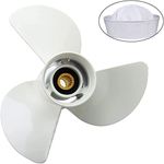 13x19-K Aluminum Outboard Propeller Compatible with Yamaha Engines 50HP-130HP, 15 Tooth, RH,3 Blades，White，No.6E5-45941-00-EL