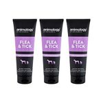 Animology Flea and Tick Shampoo For Puppies and Dogs | Medicated Tea Tree Scent | Built In Conditioner | Added Pro-Vitamin B5 | PH Balanced | Soothes Irritated Bitten skin | 250ml 3 Pack