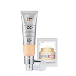 IT Cosmetics Your Skin But Better CC+ Cream 32ml with SPF 50 Protection & Confidence in a Cream, Full-Coverage Foundation and Concealer and 3ml of Hydrating and Anti-Ageing Moisturiser