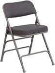 Flash Furniture HERCULES Series Premium Curved Triple Braced & Double Hinged Gray Fabric Metal Folding Chair