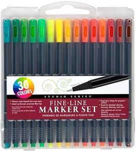 Studio Series Fine-Line Marker Set (30 vibrant colors, 0.4mm tips) (Perfect for Art Projects, Bullet Journaling, Coloring, and More)