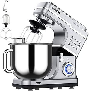 Stand Mixer 7.5QT 10-Speed 660W Tilt-Head Kitchen Electric Food Cake Mixer with Stainless Steel Bowl, Whisk, Dough Hook, Beater & Splash Guard, Silver