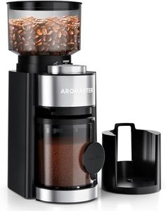 Aromaster Burr Coffee Grinder, Coffee Bean Grinder with 25 Grind Setting, Espresso Grinder with 51-53mm Portafilter Holder, 2-12 Cups Timer, Conical Coffee Grinders for Home Use/Pour Over/French Press