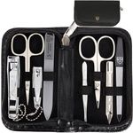 3 Swords Germany - Brand Quality 8 piece Manicure Pedicure Grooming kit Set for Daily nailcare Synthetic Leather case Black in Gift Box - Made by 3 Swords