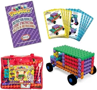 POPULAR PLAYTHINGS Jumbo Playstix Set Construction Toy Building Blocks 80 Piece Kit, Multicolor (90020)
