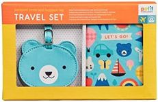 Petit Collage Luggage Tag and Passport Holder for Kids, Blue – Baby Travel Set Includes a Bear Luggage Tag and a Standard-Sized Kid’s Passport Cover