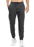 TBMPOY Men's Track Sweatpants Pants Lightweight Quick Dry Sports Running Bodybuilding Pants Dark Grey L