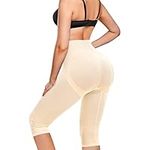 JOSERGO Shapewear Shorts for Women Tummy Control Capri Hi-waist Seamless Butt Lifting Shapewear Thigh Slimmer Body Shaper, Beige, Large