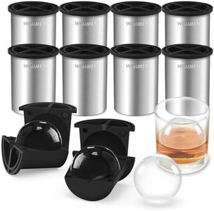 Clear Ice Cube Maker - 2.5" Ball - Stainless Steel Clear Ice Maker - Compact Design - for Whiskey, Cocktails, Bourbon - 8 PACK