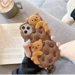 ClickCase for iPhone 15 Pro Max Cute 3D Case with Charm String Funny Cartoon Cases Shockproof Liquid Silicone Back Case for iPhone 15 Pro Max Case Back Cover for Girls/Women (Bear Cookie)