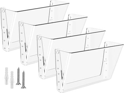 MaxGear Acrylic Wall File Organizer 4 Pockets, Clear Wall Mounted File Holder, Plastic Hanging Paper Organizer, Wall Bins for office, School and home, 13x4x7 inches